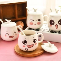 creative ceramic expression cup cartoon cute mug coffee cup ceramic mug tea cup coffee mug water bottle with lid spoon girl gift