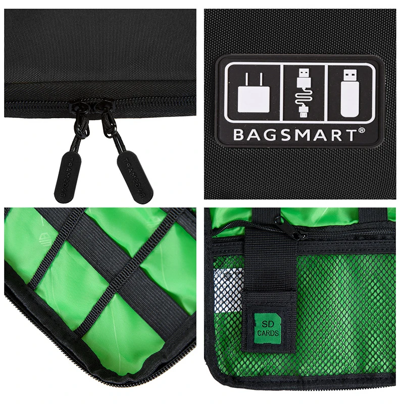 BAGSMART дорожные электронные аксессуары Сумки дорожные аксессуары Органайзер упаковочная сумка для телефона зарядное устройство Дата кабель SD карта USB