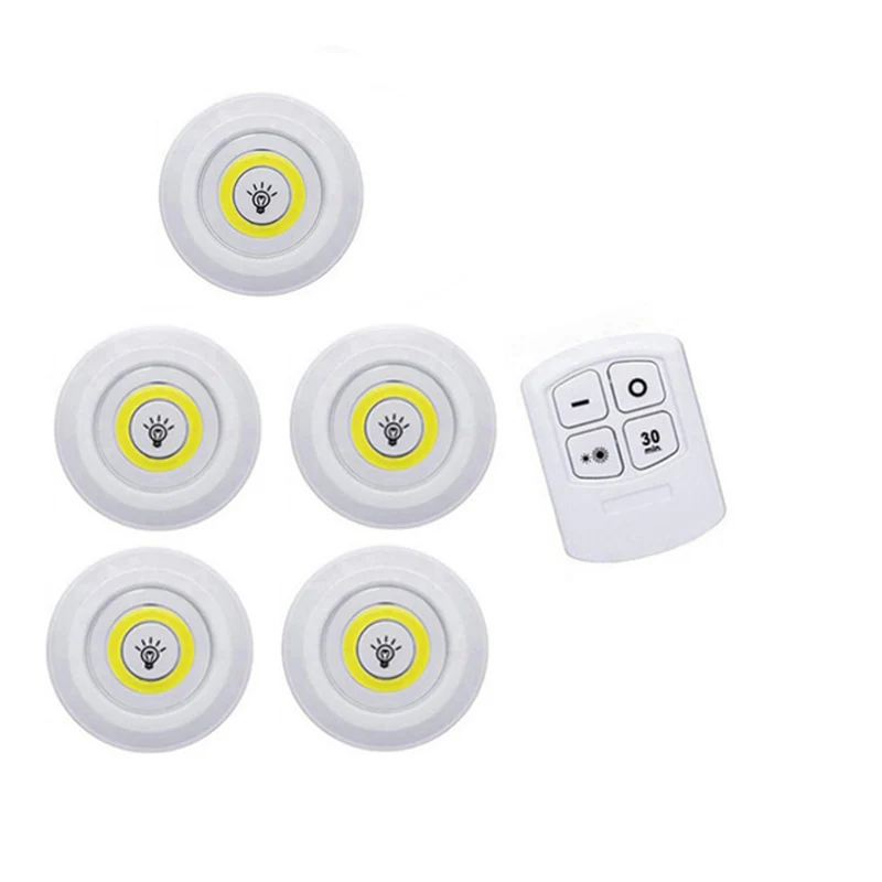 1Remote 5Lamps 3 Вт Cob под шкаф светильник светодиодный беспроводной светильник для спальни с пультом дистанционного управления затемненный шкаф ночник для общежития шкаф - Испускаемый цвет: 1Remote 5Lamps