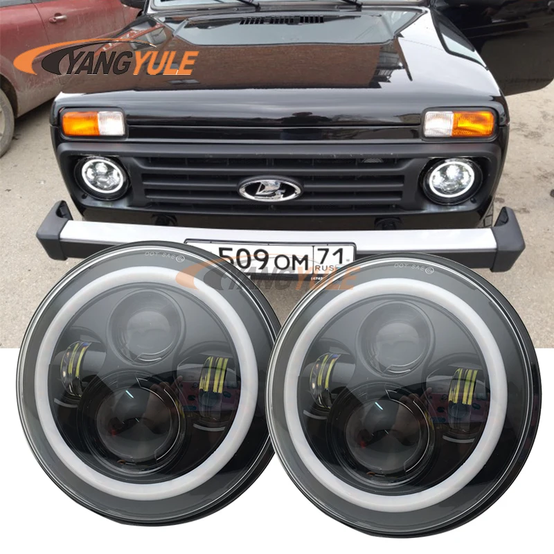 7 дюймовые круглые светодиодные фары Halo Angle Eyes Для Jeep CJ Series CJ5 CJ6 CJ7 дюймовый