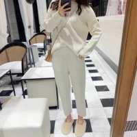 women sweater two piece knitted pant sets 2021 spring autumn casual pullover tracksuit long sleeve loose sweatshirt suit feme