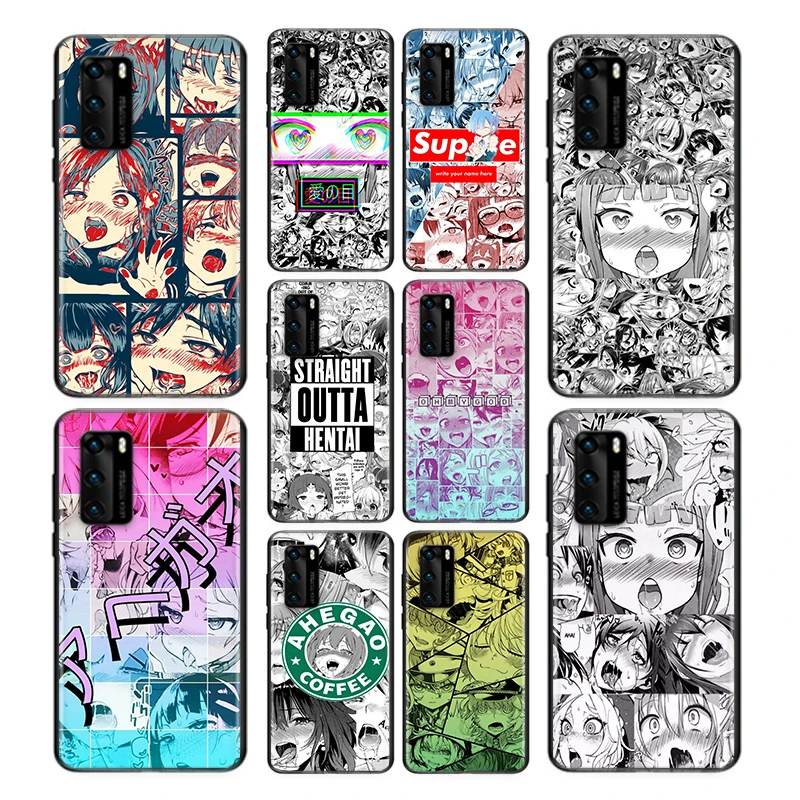 

ahegao manga girl Silicone Cover For Huawei P40 P30 P20 Pro P10 P9 P8 Lite RU E Mini Plus 2019 2017 Soft Phone Case
