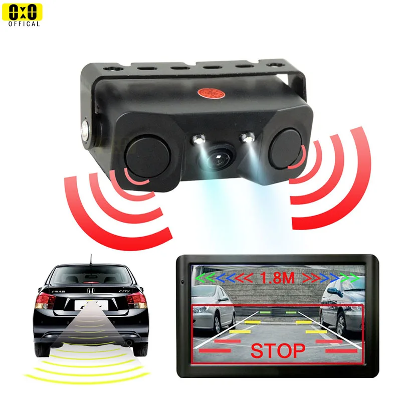 

Car Reverse Camera Vehicle Backup Camera Reversing Radar Sensor Distance Detector 2-IN-1 Viewable Distance Radar Sensor Camera