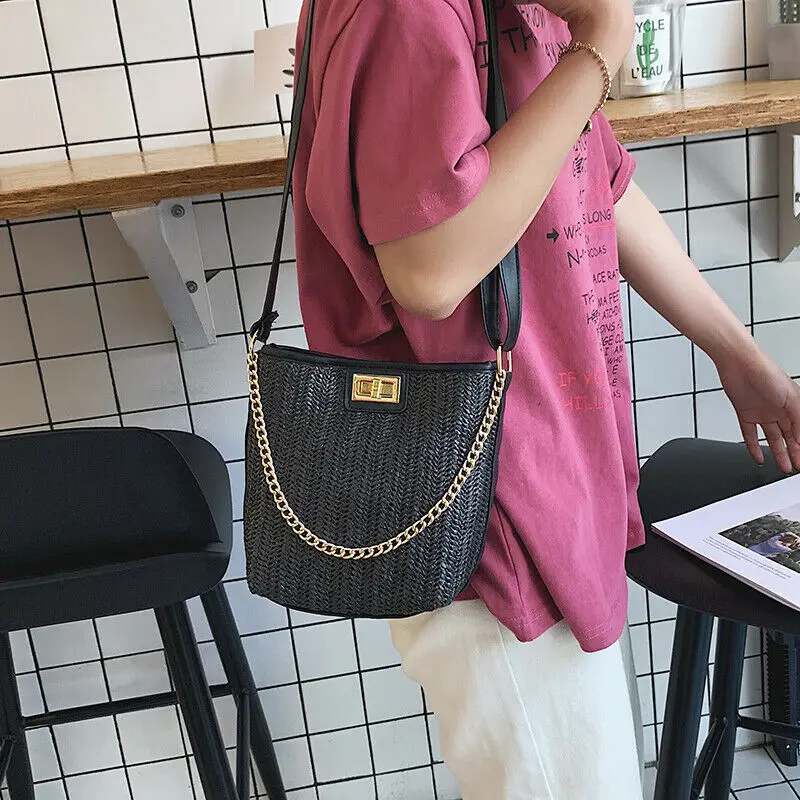 

Hand-woven Rattan Bag Leisure Travel Canta Beach Bag New Straw Bag Women's Fashion Shoulder Bag