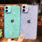 Блестящий Мягкий чехол для телефона из ТПУ с блестками и звездами для iPhone 11, 12 Pro, Max, X, XR, XS Max, 7, 8, 6S Plus, SE 2020, прозрачный чехол-накладка