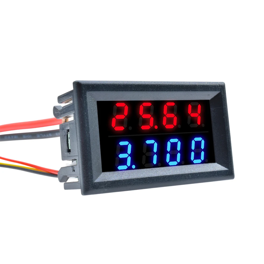 DC 0-200V 10A 0.28" Mini Digital Voltmeter Ammeter 4 Bit 5 Wires Voltage Current Meter Tester Blue Red Dual LED Display 0-100 |