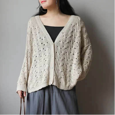 2020 весенне осенние куртки модные женские свободные вязанные открытые
