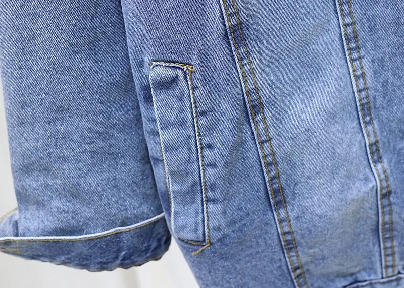Зимняя джинсовая куртка женская верхняя одежда новая корейская мода Свободный Съемный большой меховой воротник толстый ягненок кашемир джинсовая куртка для женщин