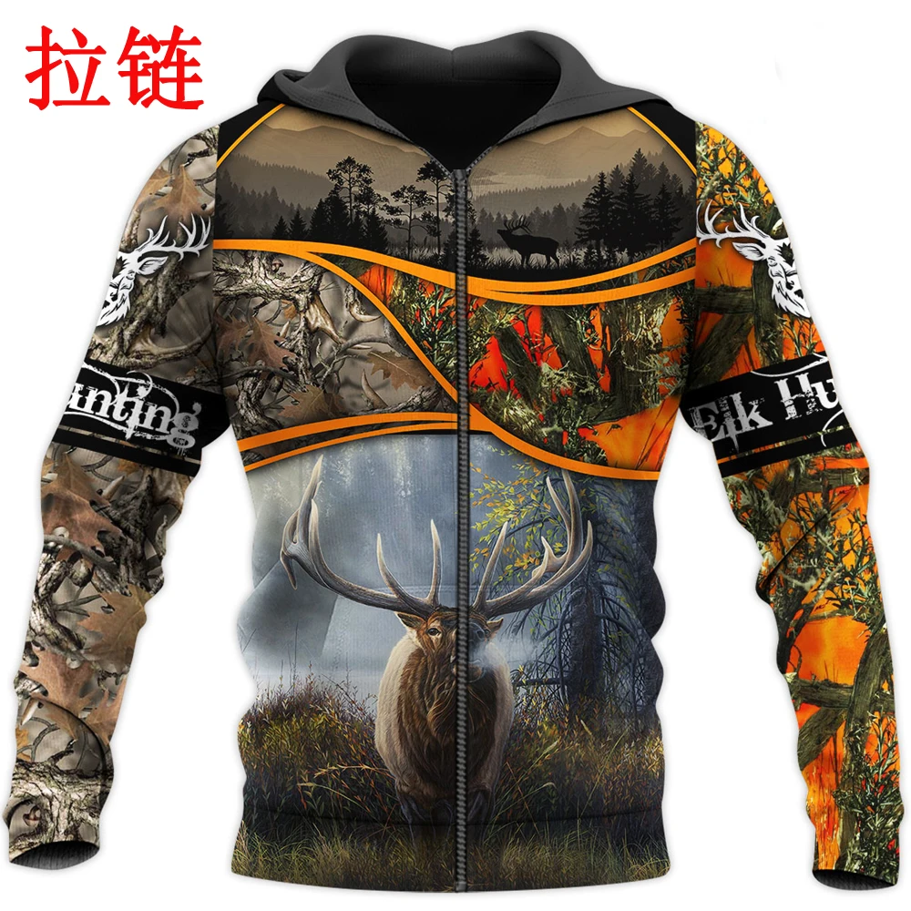 

3D Printed Elk Hunting Animal Hoodie Harajuku Sweatshirt Streetwear autumn hoodies Unisex Casual jacket Tracksuits drop shipping