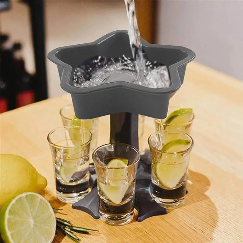 

5 Shot Glass Wine Dispenser Holder Drink Cocktail Carrier Champagne Filling for Bar Party Home
