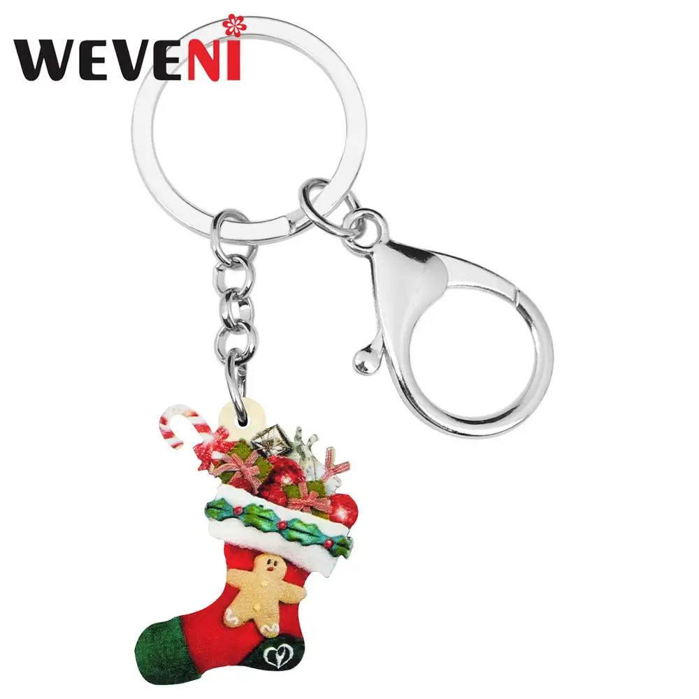 WEVENI акриловые рождественские подарочные коробки в виде носков цепочки для