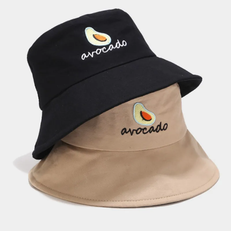 Панама с широкими полями и авокадо хлопковая Кепка вышивкой летняя женская шапка