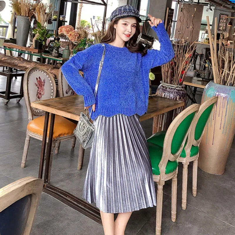 Винтажные женские бархатные свитера с длинным рукавом золотого цвета на осень и