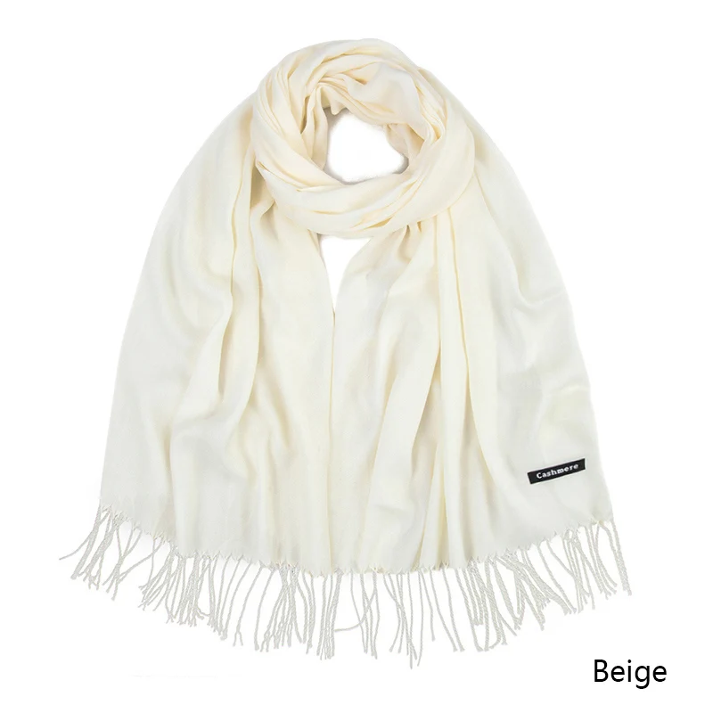 Beige Зимний шарф для женщин, теплый модный женский шарф, тонкие мягкие шали, одеяло, кашемировый платок на голову, Дамская Пашмина бандана - Цвет: Beige