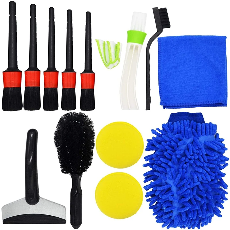 

13Pcs Detailing Brush Set Car Cleaning Brushes Car Interior Washing Kit Tool for Car Air Vents Rim Dirt Dust Clean Tools