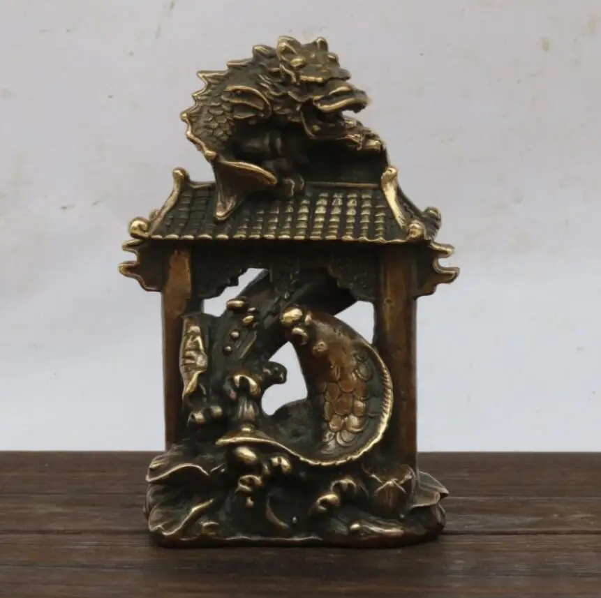 

China brass carp leaped over dragon gate crafts statue