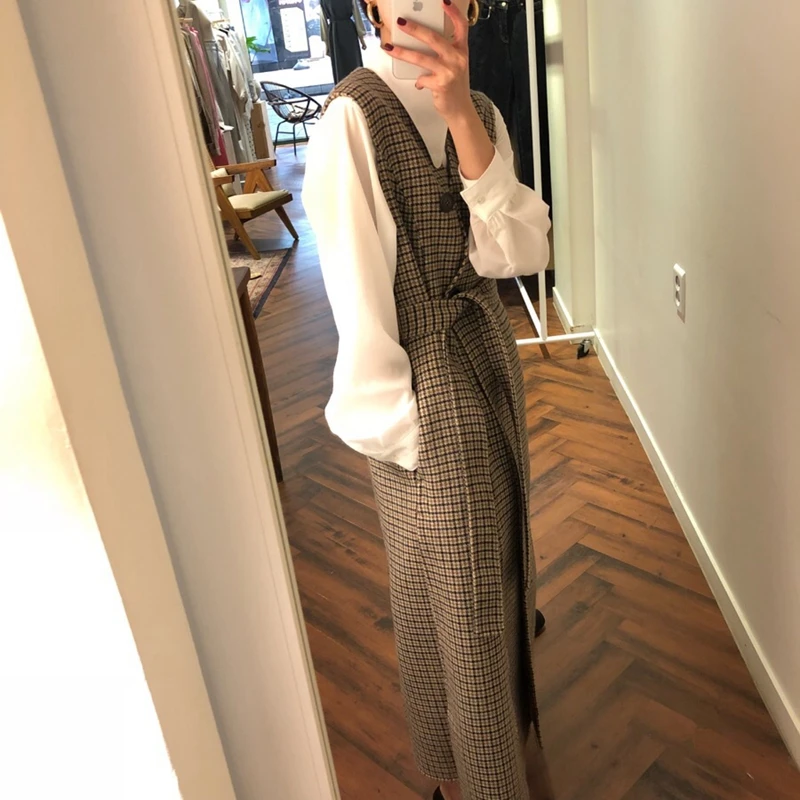 RealShe 2019 женское платье с v образным вырезом без рукавов в клетку на пуговицах