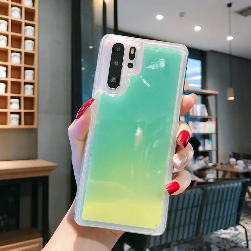 Светящийся песочный Жидкий чехол для Xiaomi Redmi Note 7 мягкий телефона Неоновый песок