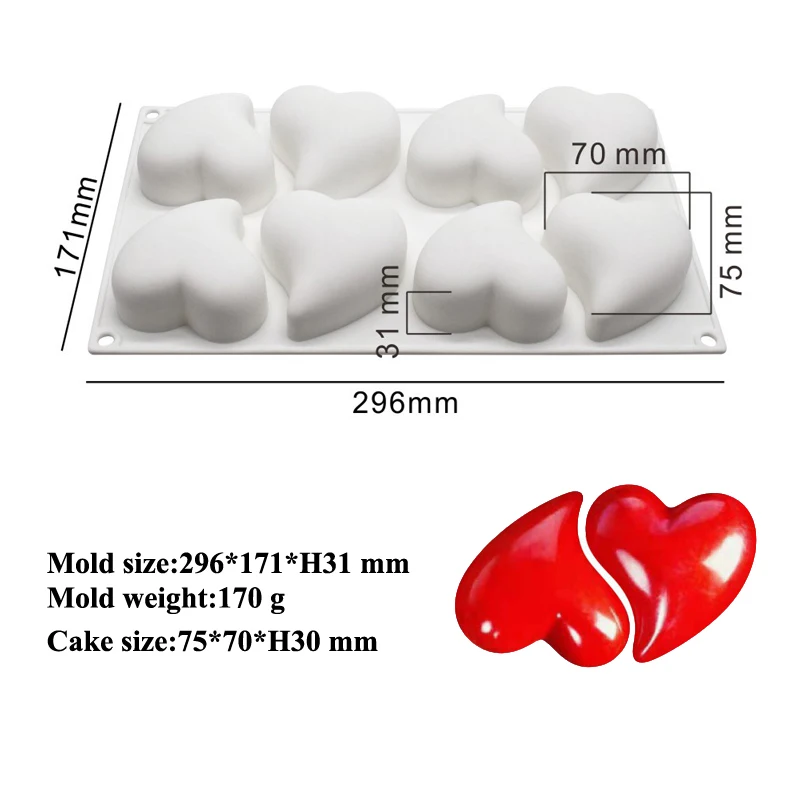 

Valentine's Day Heart-Shape Mousse Mould Silicone Cake Mold Anniversary Party Dessert Bakeware Pastry Baking Tools New