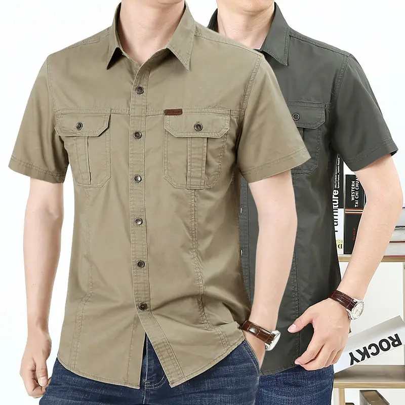 

Free Shipping Men's new clothes summer thin short-sleeved shirt coat men's loose casual cotton non-ironing workwear shirt top