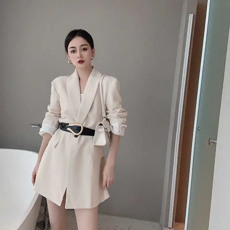 

LANMREM Women Blazer New Lapel Long Sleeve Loose Fit Single Breasted Jacket Fashion Tide Qutumn 2021 Coat 2P854