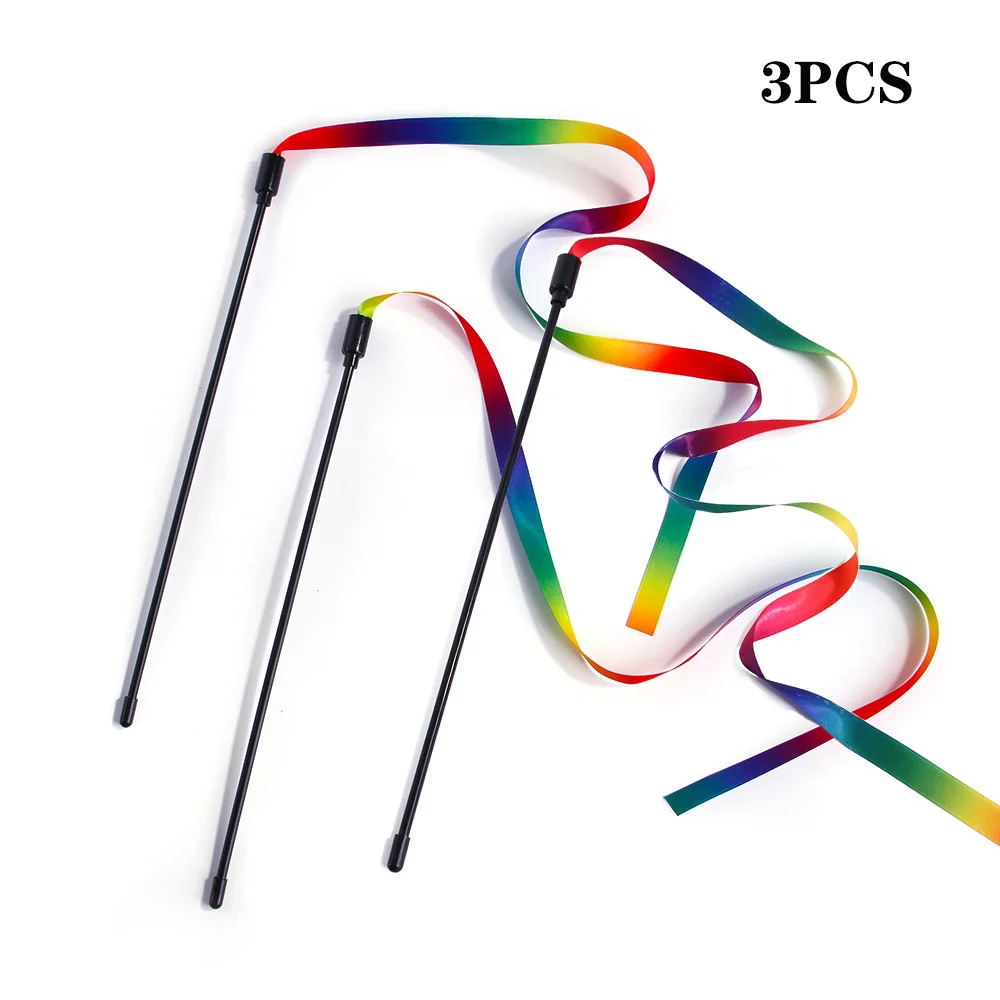 3 шт. кошка игрушки милый забавный красочный стержень тизер палочка Пластик для