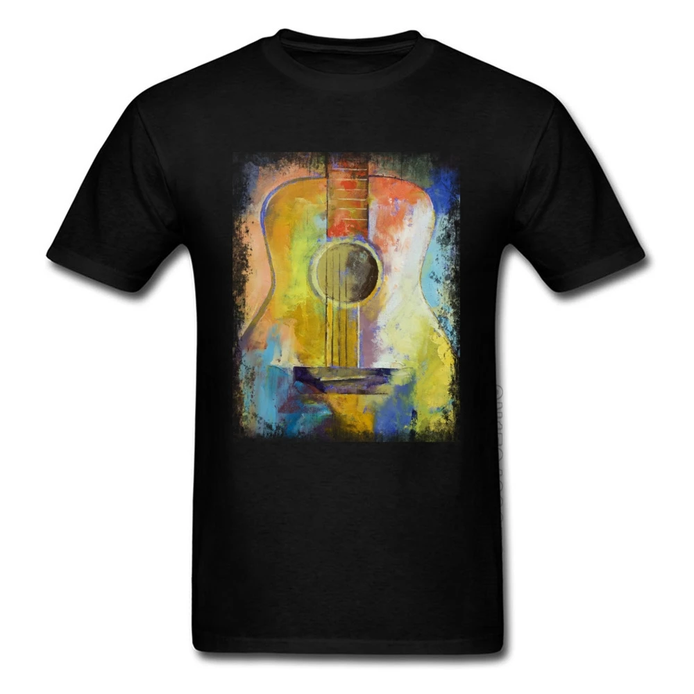 Футболка из чистого хлопка с короткими рукавами и 3D-принтом гитарных мелодий