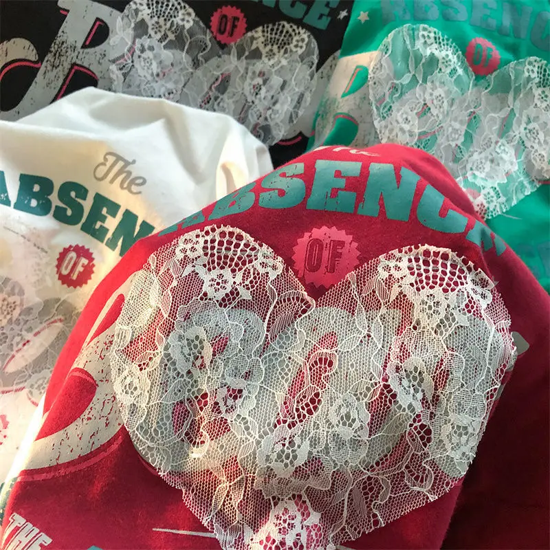 Белое кружевное платье в винтажном стиле С принтом виде букв женские футболки