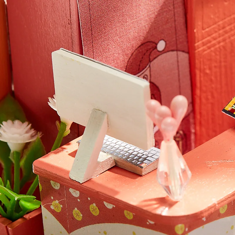 

Doll House Furniture DIY Wooden Model House Miniature Dollhouse Kit Kids Dollhouse Accessories Toys For Girls Birthday Gift