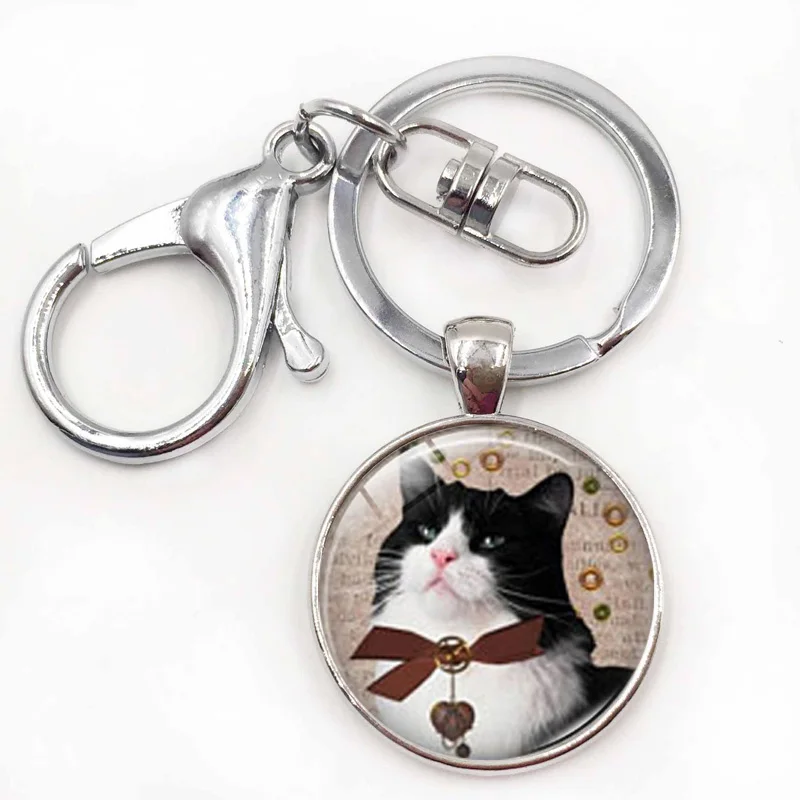 Новинка Модные стильные модные металлическая котенок брелок кольцо для ключей с