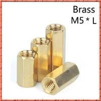 20 50pcslot long nut m5l hexagonal brass column monitoring security camera stud internal thread female brass hex spacer pillar