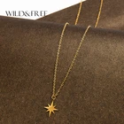 Ожерелье женское длиной до ключиц, в форме золотой звезды, нержавеющая сталь 316 L