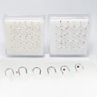 Кольца с круглым кристаллом для пирсинга в носу из стерлингового серебра 1,5 пробы, шпильки, 20 шт.