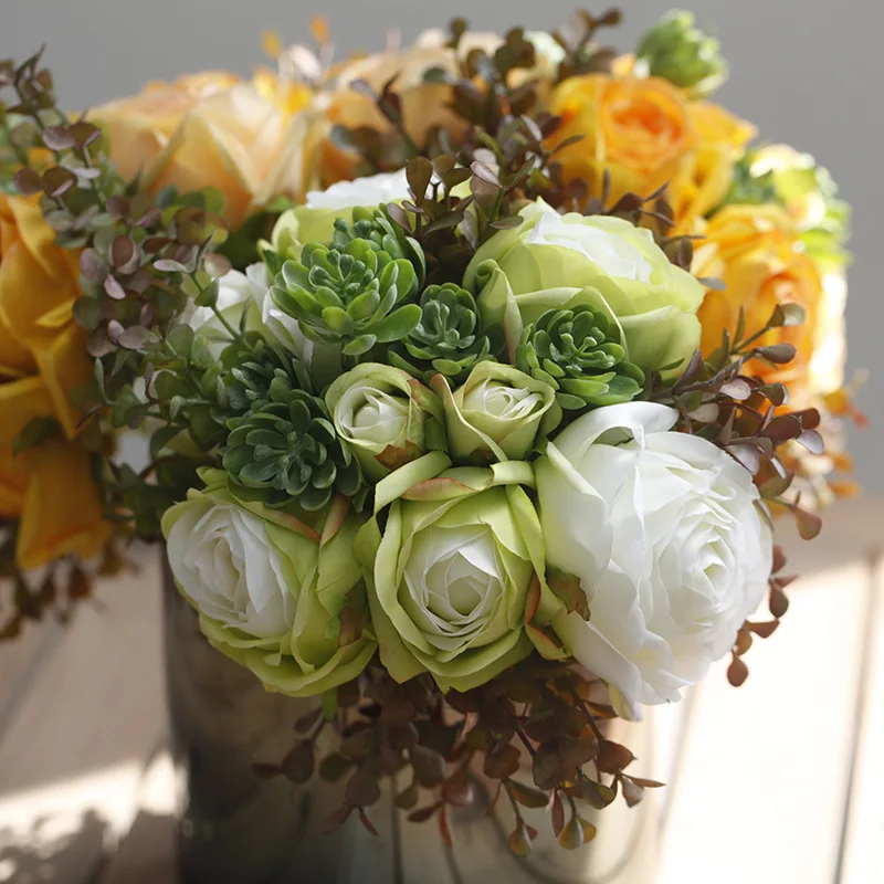 1лот Искусственные букеты роз из шелка для дома, вечеринок, ужинов, свадеб, фотосессий.