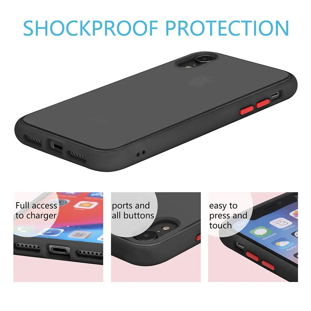 Для iPhone XR чехол матовый противоударный силиконовый бампер Защитная задняя