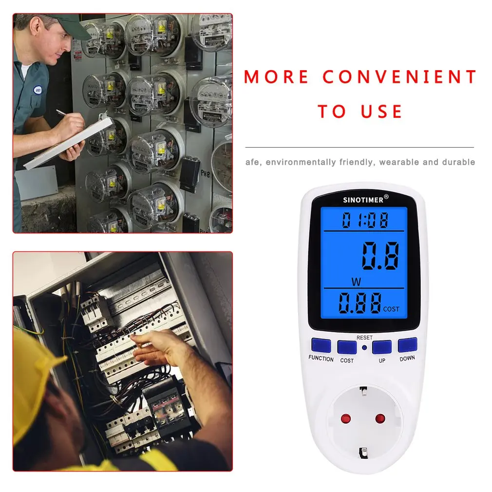 

EU US UK FR BR AU Socket Digital Wattmeter Power Consumption Watt Energy Meter KWh AC 230V 120V Electricity With Backlights