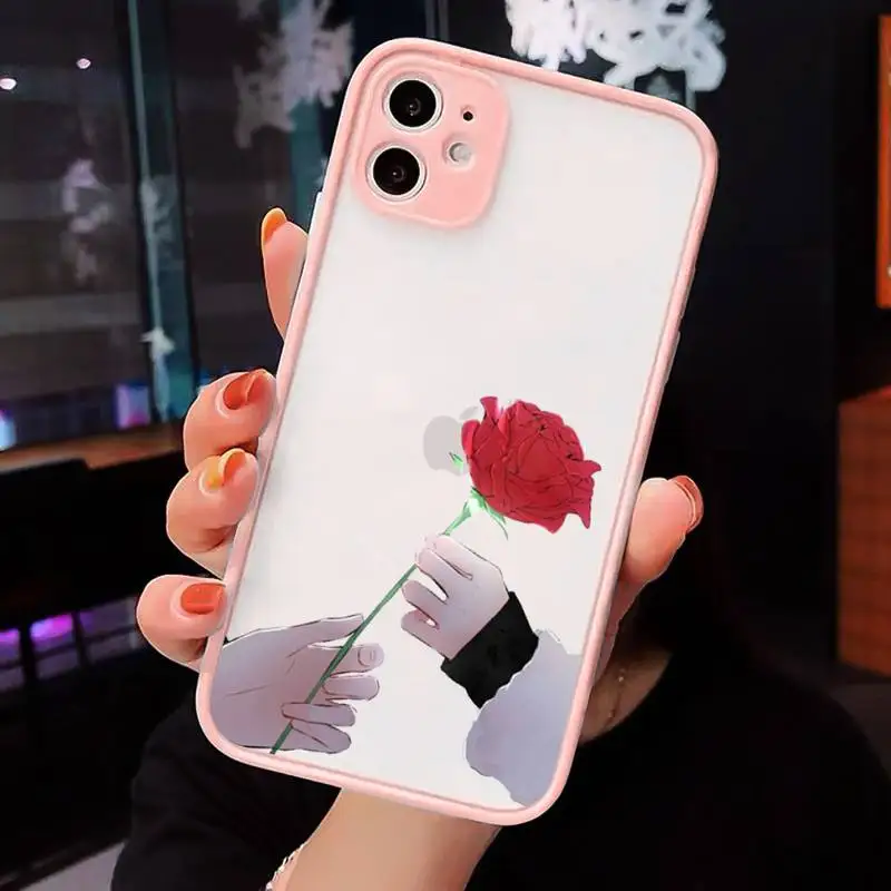 

Finger Art Aesthetic Hand Phone Cases Matte transparent For Pink iPhone 12 Mini 11 Pro XR XS Max 7 8 Plus X Back Cover