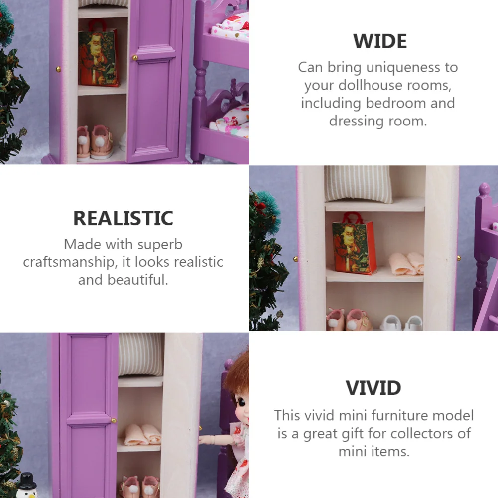 

Miniature Wooden Wardrobe Mini Simulation Furniture Durable Accessory