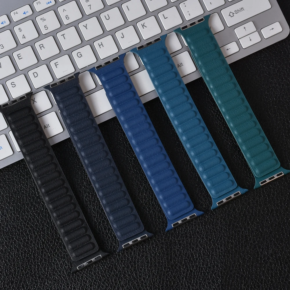 

Leather link loop strap For apple watch band 44mm 40mm iWatch series 6 SE 5 4 3 2 1 watchbands bracelet 42mm 38mm Wristbands