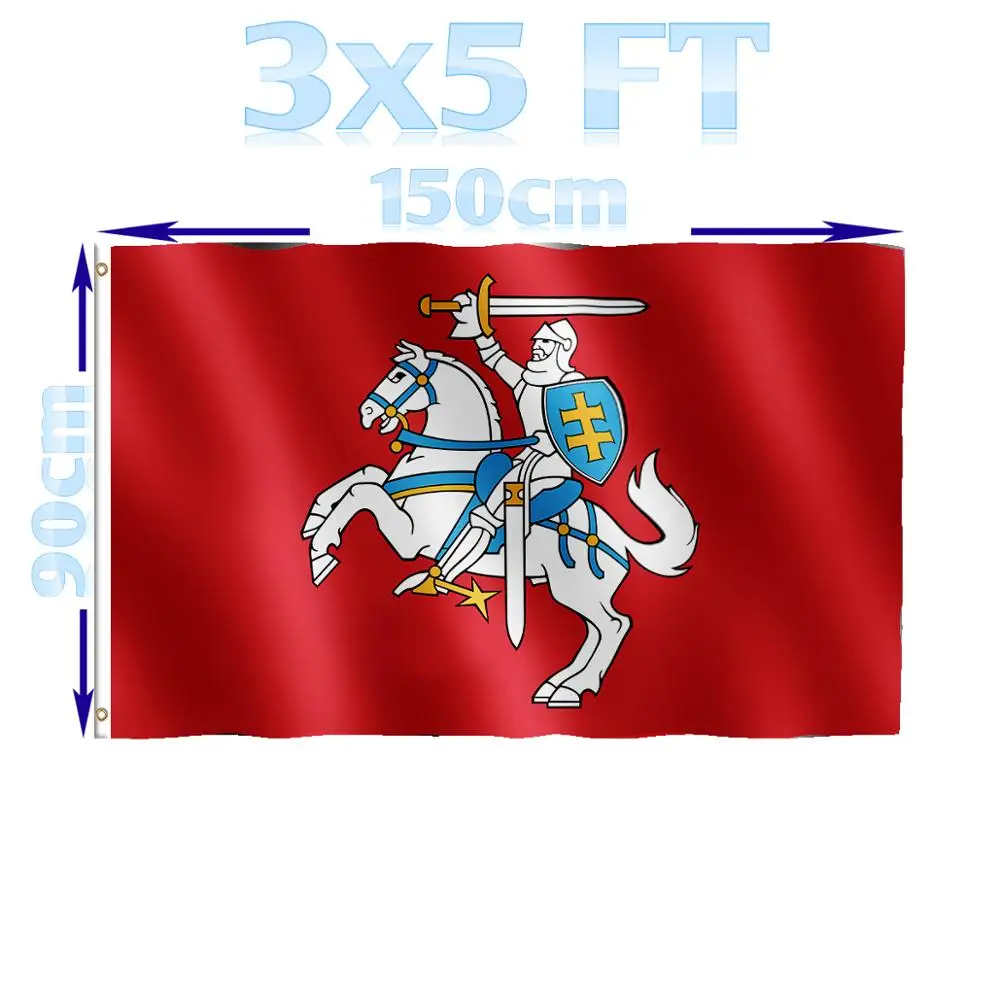 

BENFACTORY Store 3x5 Feet Belarus White Knight Pagonya Lithuania Flag 100D Polyester Brass Grommets In/Outdoor