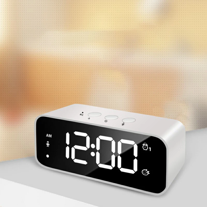 

LED Display Digital Alarm Clock, Mirror Music Clock with Dual Alarms and Snooze Alarm Clock for Bedroom Kitchen