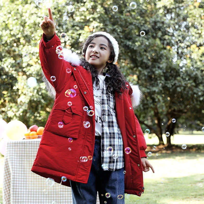 Зимняя теплая длинная куртка с хлопковой подкладкой и меховым воротником для