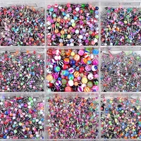 90pcslots mixed acrylic assorted ball tongue nipple bar ring barbell piercing tongue stainless steel body jewelry wholesale