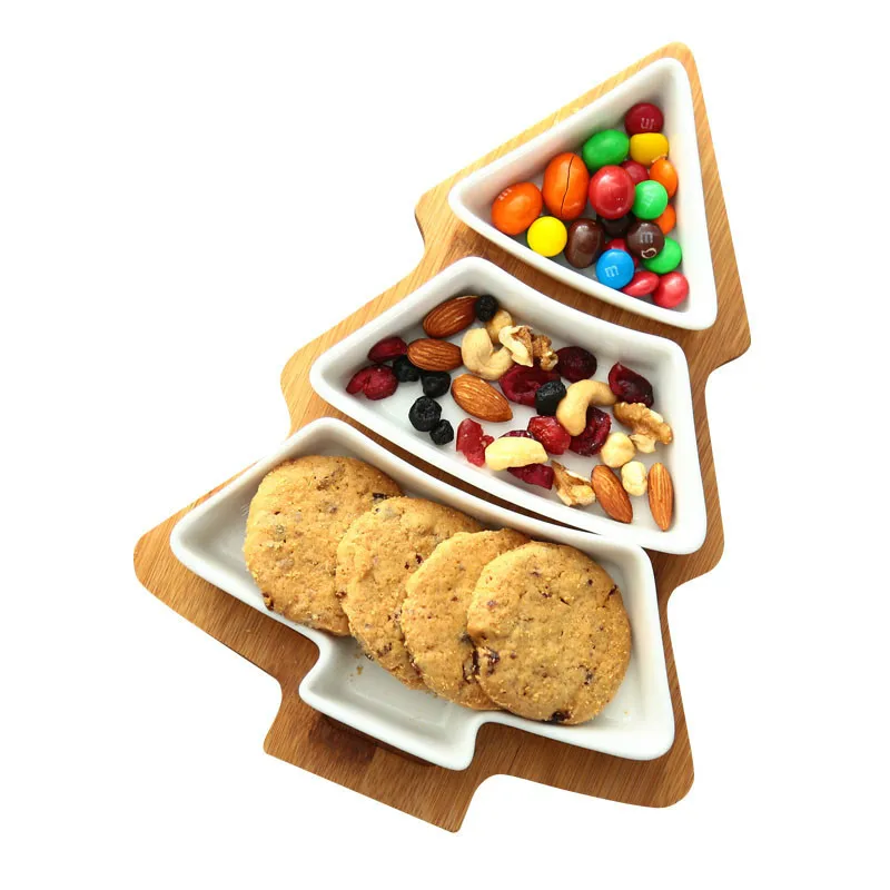 1 set Christmas Tree Ceramic Dishes Porcelain Plates Tableware Dinnerware Salad Cake Fruit Dessert Candy Xmas Decoration | Дом и сад