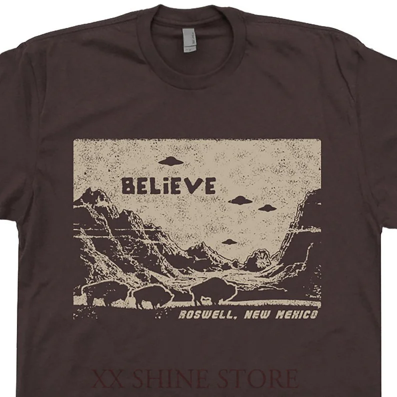 НЛО футболка росвелл Нью-Мехико инопланетянин захвата Поверьте области 51 кроп
