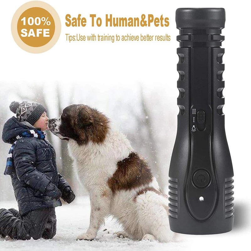 Handheld Anti Barking Device Rechargeable Ultrasonic Dog Repellent LED Flashlight Stop-Barking Repeller Pet Tool | Дом и сад