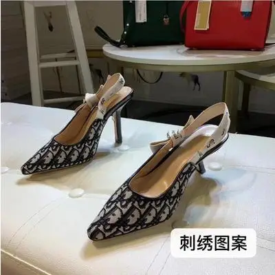 

and female sandals Bow kitten alphabet ribbon shallow mouth pointed back air high-heeled flat soles single shoes 2021 woman pump