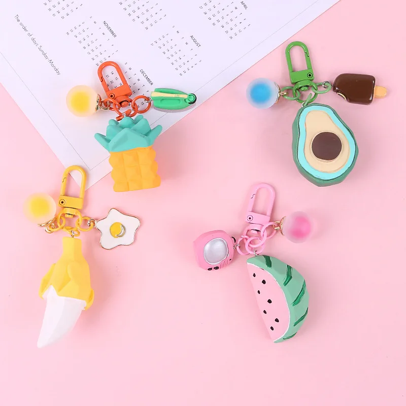 

New Fashion Simulation Avocado Watermelon Banana Ananas Keychain Cartoon Fruit Keychain Keyring Mobile Phone Bag Car Fun Pendant
