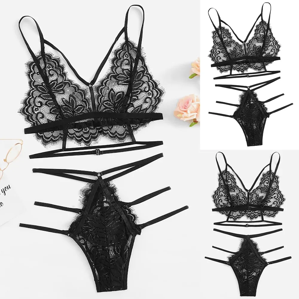Новинка черный женский сексуальный комплект нижнего белья с бюстгальтером