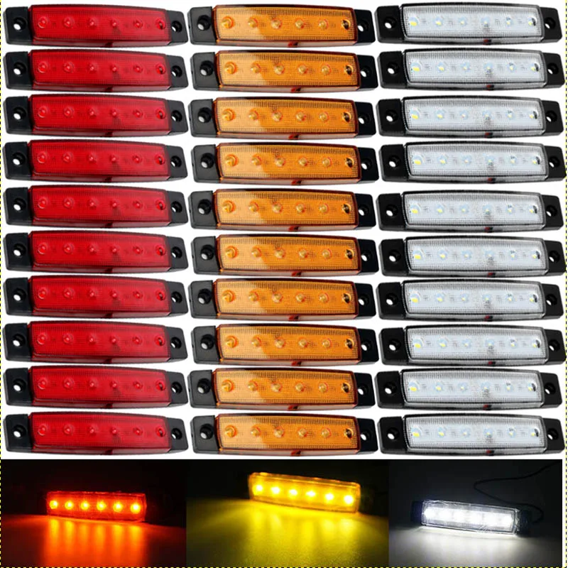 10x/4x/2x светодиодный 6 SMD Грузовой автомобиль Прицеп боковой маркер индикаторы поворота автомобиля тормозной задний Предупреждение ющий задний светильник 24 в 12 В - Цвет: 30x